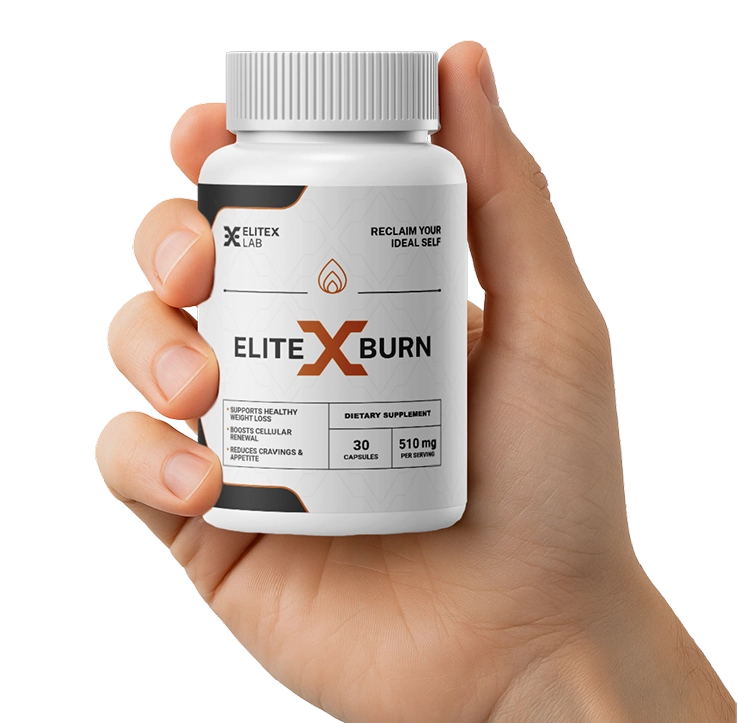 Woman holding EliteXBurn fat burner bottle - natural weight loss supplement